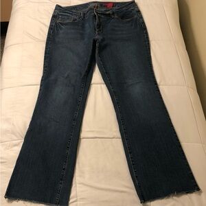 Seven7 Dark Blue,fringed hem, boot cut Flare Jeans